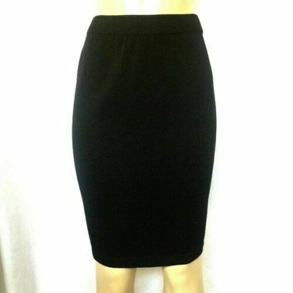 Vintage St John Santana Knit Skirt Pencil Straight Black Wool Elastic Wa… - Picture 2 of 5